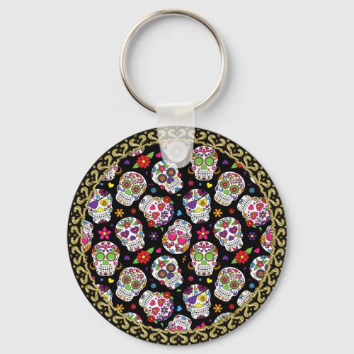 Sugar skull Scary and bloodcurdling intimidating Keychain