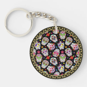 Sugar skull Scary and bloodcurdling intimidating Keychain