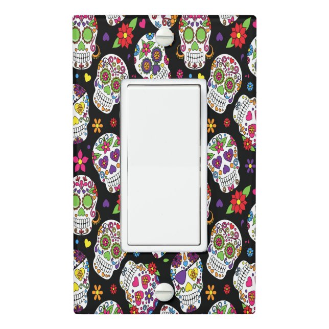 Sugar skull Scary and bloodcurdling intimidating Light Switch Cover (In Situ)