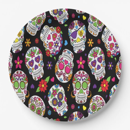 Sugar skull Scary and bloodcurdling intimidating Paper Plates