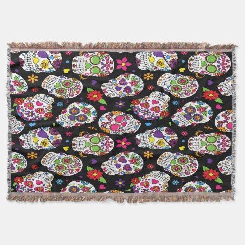 Sugar skull Scary and bloodcurdling intimidating Throw Blanket