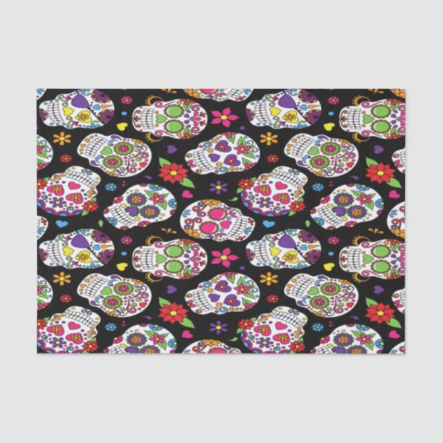 Sugar skull Scary and bloodcurdling intimidating Tissue Paper (Front)