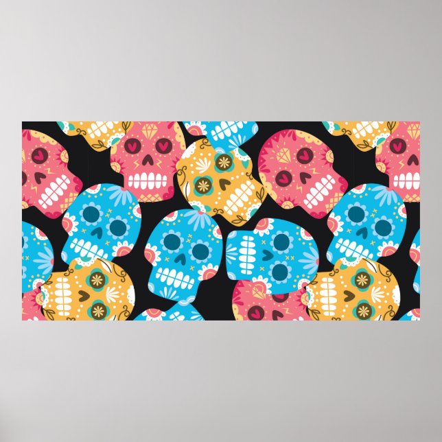 Sugar skull seamless background poster (Front)