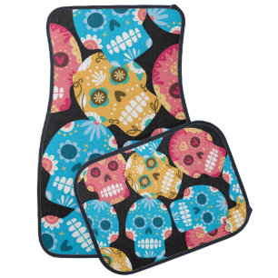 Sugar skull, seamless festive background. car floor mat