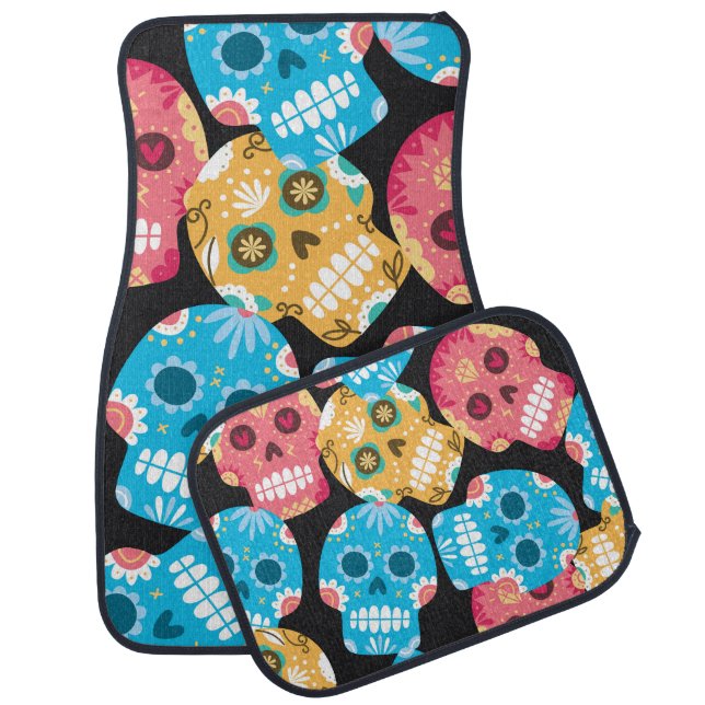 Sugar skull, seamless festive background. car floor mat (Set)