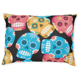 Sugar skull, seamless festive background. pet bed