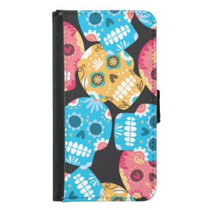 Sugar skull, seamless festive background. samsung galaxy s5 wallet case