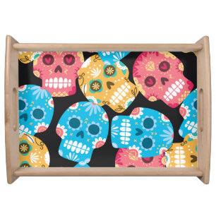 Sugar skull, seamless festive background. serving tray