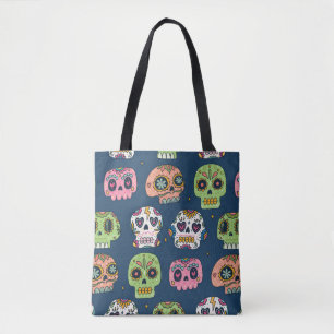 sugar skull seamless pattern vintage illustration tote bag