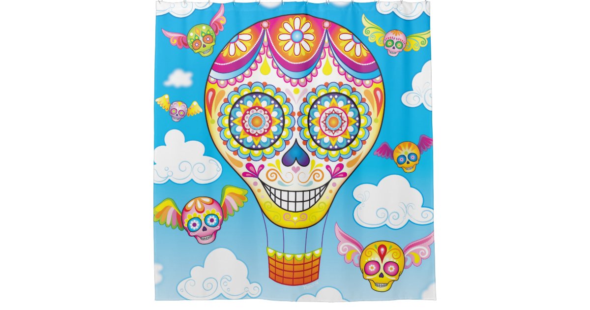 Sugar Skull Shower Curtain Day Of The Dead Art Zazzle Com