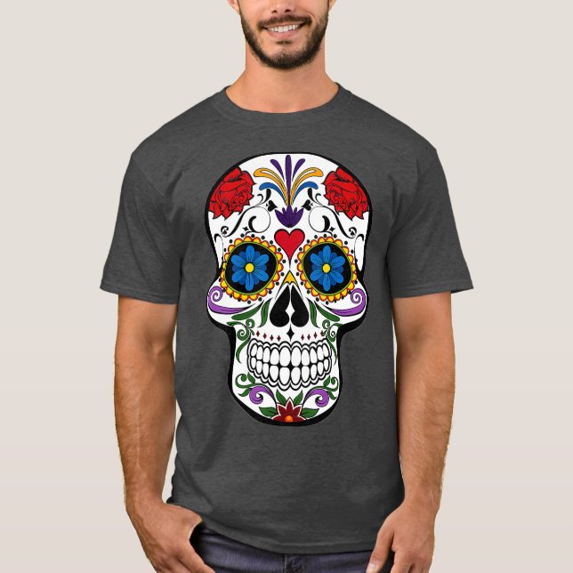 Sugar Skull  Skeleton  Women Men Halloween Gift T-Shirt (Front)