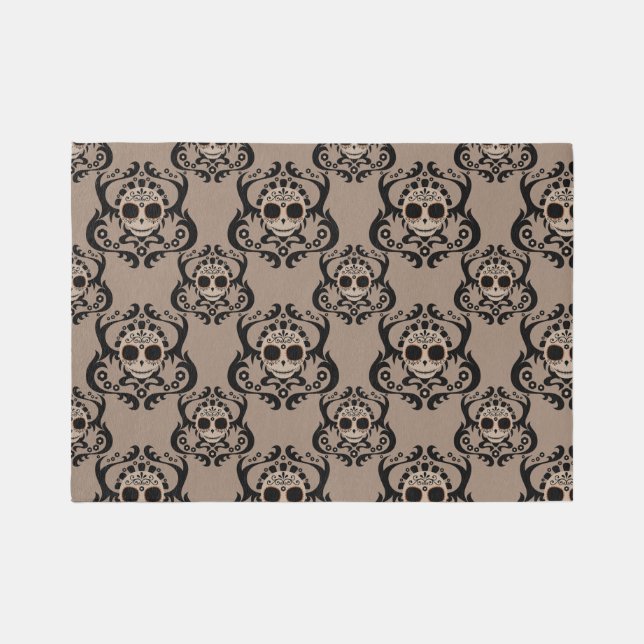 Sugar skull skulls day of the dead dia los muertos rug (Front)