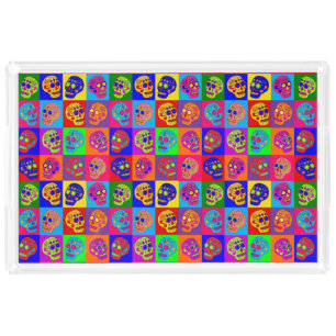 Sugar Skull Squares Acrylic Tray