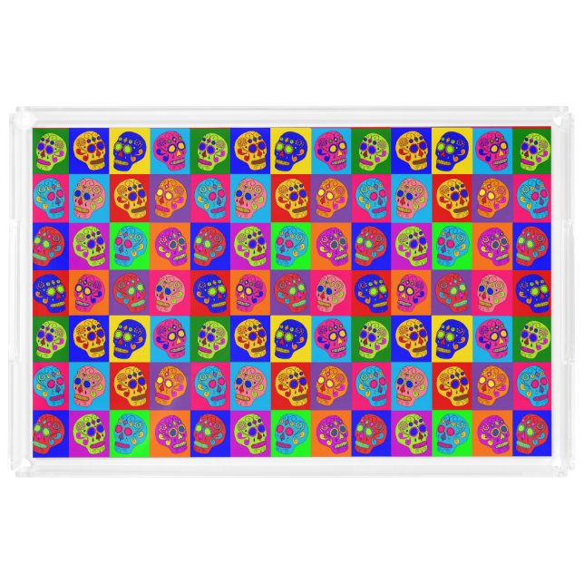 Sugar Skull Squares Acrylic Tray (Front)