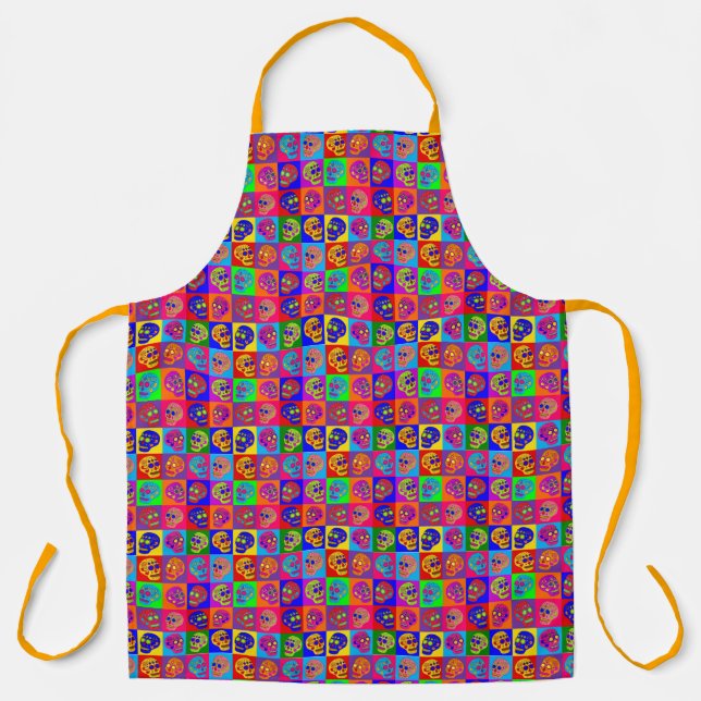 Sugar Skull Squares Apron (Front)