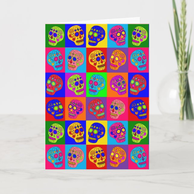 Sugar Skull Squares Card (Front)