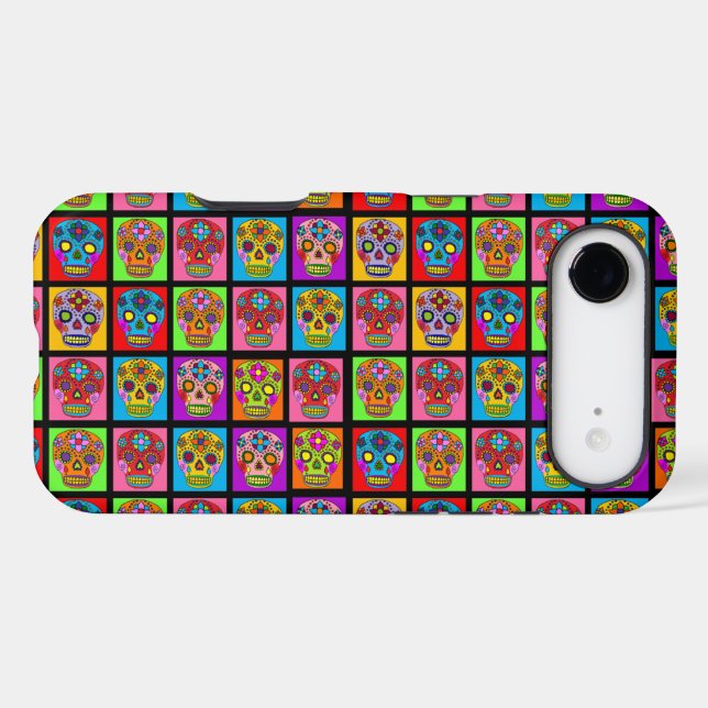 Sugar Skull Squares Case-Mate iPhone Case (Back (Horizontal))