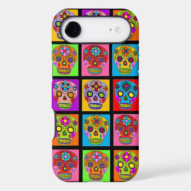 Sugar Skull Squares Case-Mate iPhone Case (Back)