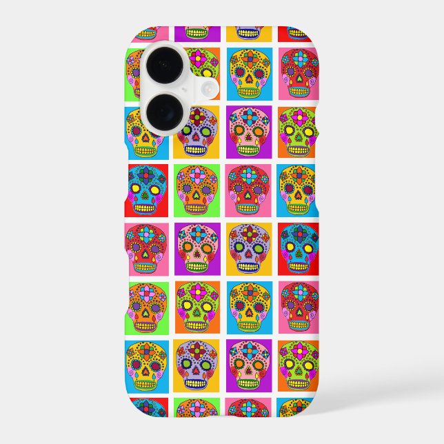 Sugar Skull Squares iPhone Case (Back)