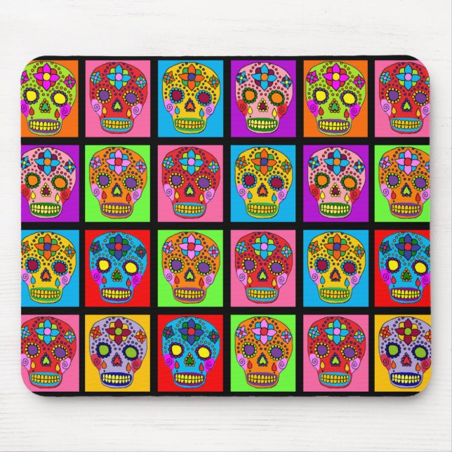 Sugar Skull Squares Mouse Pad (Front)
