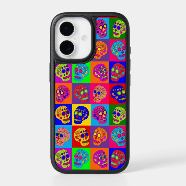 Sugar Skull Squares Otterbox iPhone Case (Back)