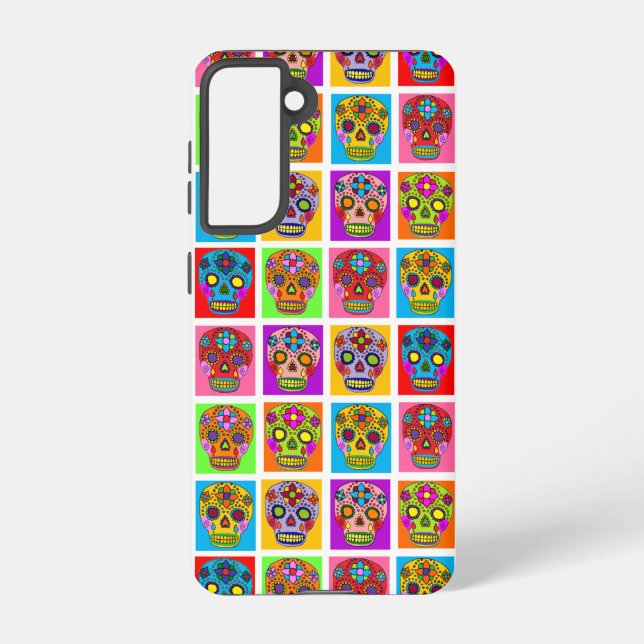Sugar Skull Squares Samsung Galaxy Case (Back)