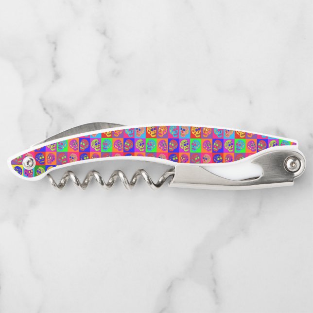 Sugar Skull Squares Waiter's Corkscrew (Back)