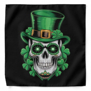 Sugar Skull St Patrick Day Lucky Shamrock Bandana
