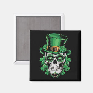 Sugar Skull St Patrick Day Lucky Shamrock  Magnet