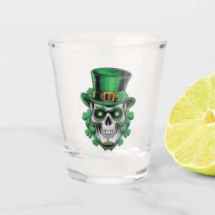 Sugar Skull St Patrick Day Lucky Shamrock  Shot Glass