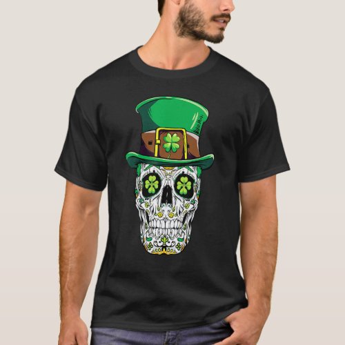 Sugar Skull St Patricks Day Of The Dead Women Men  T_Shirt