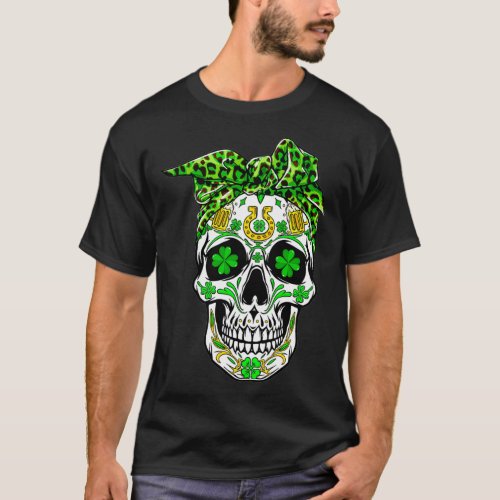 Sugar Skull St Patricks Day Of The Dead Women T_Shirt