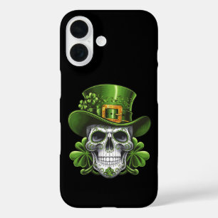 Sugar Skull St Patrick's Day Shamrock iPhone 16 Case