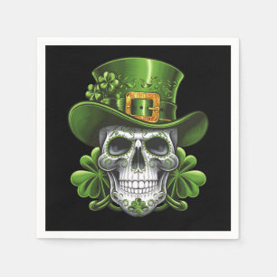Sugar Skull St Patrick's Day Shamrock Napkins