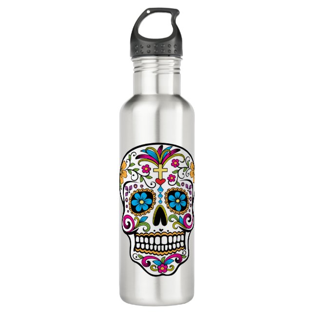 Sugar Skull Stainless Steel Water Bottle (Front)