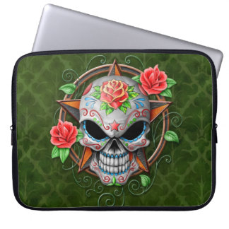 Sugar Skull Star, green Laptop Sleeve