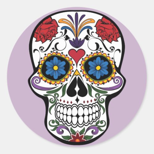 Sugar Skull Sticker Purple_Day of The Dead