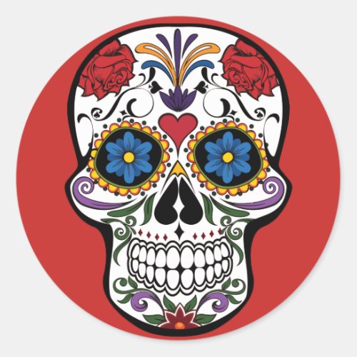 Sugar Skull Sticker Red_Day of The Dead