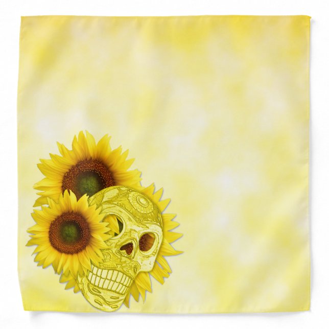 Sugar Skull Sunflower Bandana (Front)