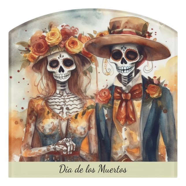 Sugar Skull Sweethearts, custom Door Sign (Contour Front)