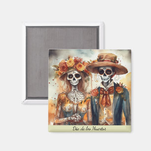Sugar Skull Sweethearts Dia de los Muertos Magnet