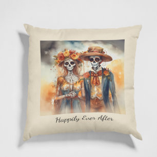 Sugar Skull Sweethearts Dia de los Muertos Throw Pillow