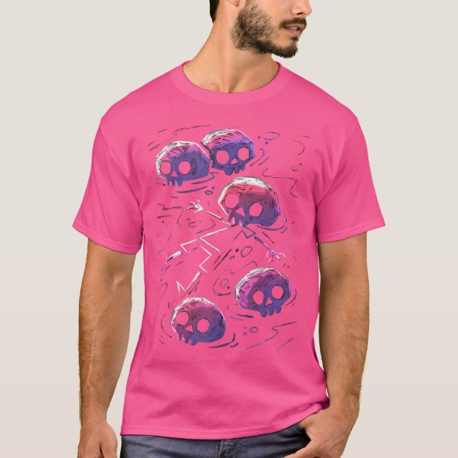 Sugar Skull Swimming Skeleton Gothic Emo Punk Art T-Shirt (Front)