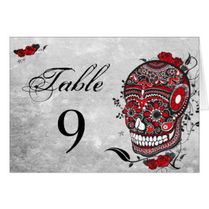 Sugar Skull Table Number Reception Cards