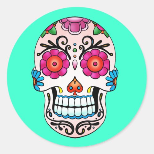 Sugar Skull _ Tattoo Art Classic Round Sticker