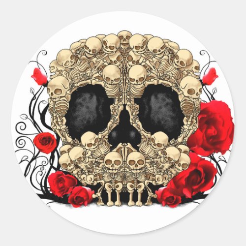 Sugar Skull _ Tattoo Design Classic Round Sticker