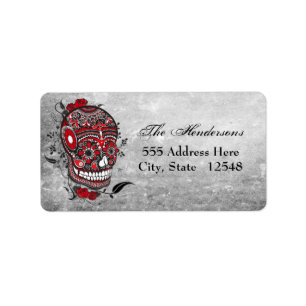 Sugar Skull Tattoo Design Mexican Illustration Label