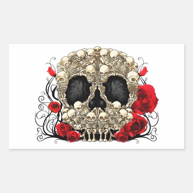 Sugar Skull - Tattoo Design Rectangular Sticker (Front)