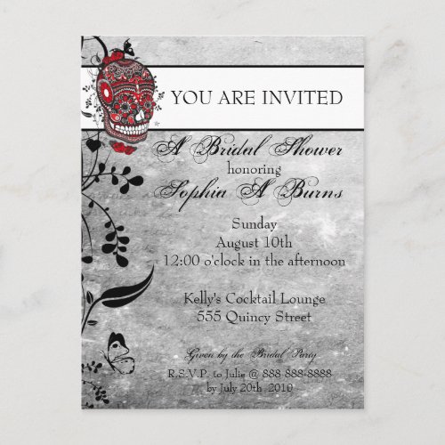 Sugar Skull Tattoo Design Shower Invitation