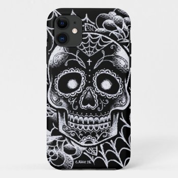 Sugar Skull Tattoo Flash Iphone 11 Case by NeverDieArt at Zazzle
